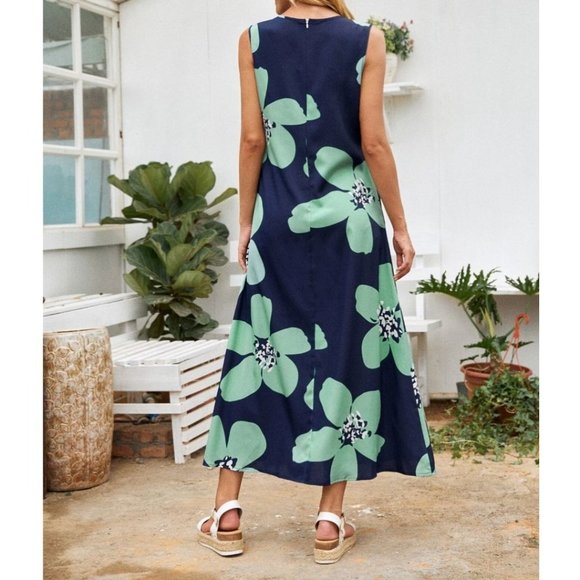 Boho Floral Print Maxi Dress With Pockets - Picture 2 of 9